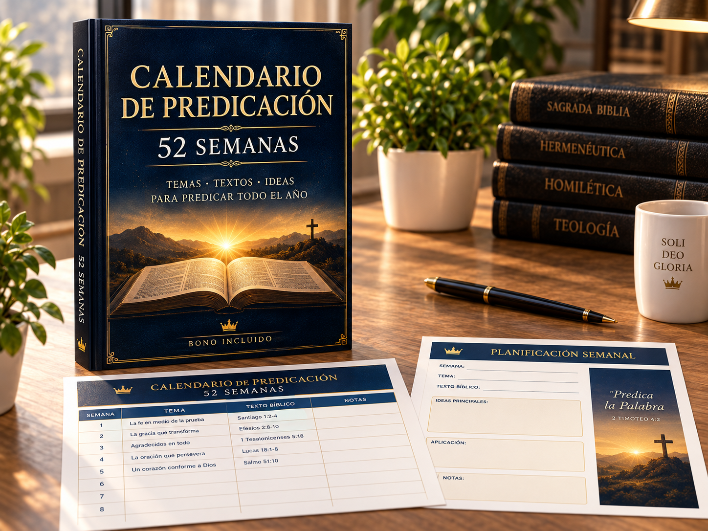 Mockup del bono Calendario de Predicación 52 Semanas