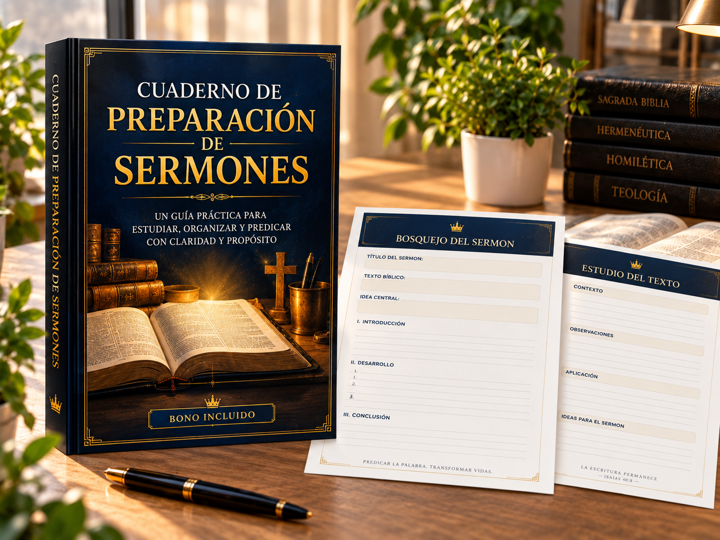 Mockup del bono Guía Práctica para Preparar un Sermón
